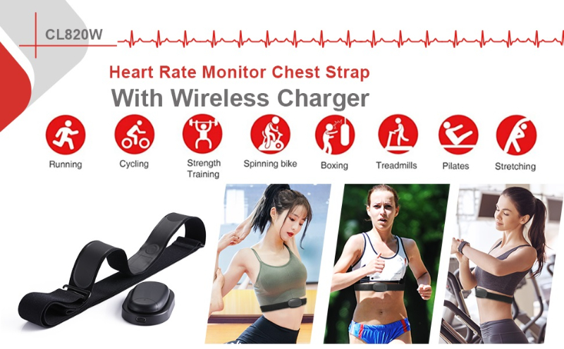 Rechargeable Heart Rate Monitor Chest Strap 5.3 kHz/Bluetooth 5.0/ANT