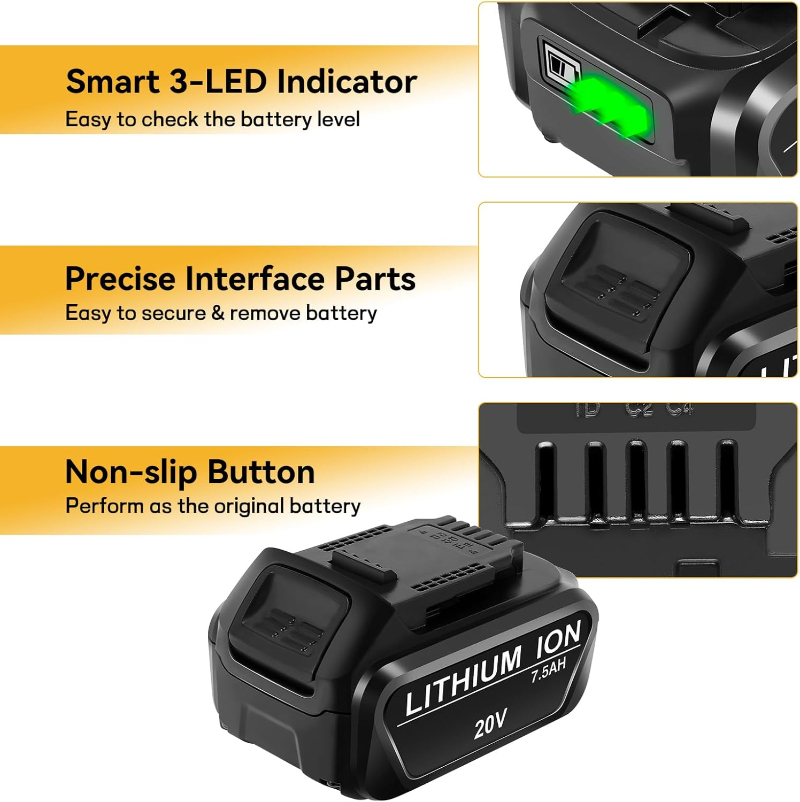 20V 7.5Ah Replacement Battery for Dewalt 20V Compatible