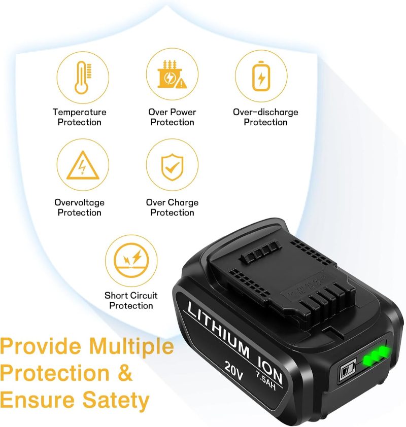 20V 7.5Ah Replacement Battery for Dewalt 20V Compatible