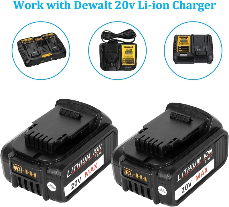 5.0Ah 20V Replacement Battery Compatible with Dewalt DCB205 DCB200 DCB207 DCB203 Cordless Power Tools