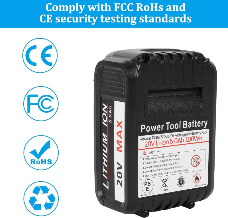 5.0Ah 20V Replacement Battery Compatible with Dewalt DCB205 DCB200 DCB207 DCB203 Cordless Power Tools