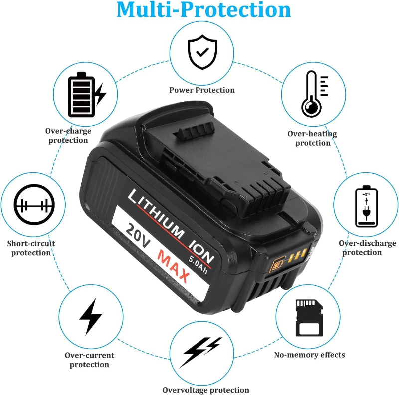 5.0Ah 20V Replacement Battery Compatible with Dewalt DCB205 DCB200 DCB207 DCB203 Cordless Power Tools