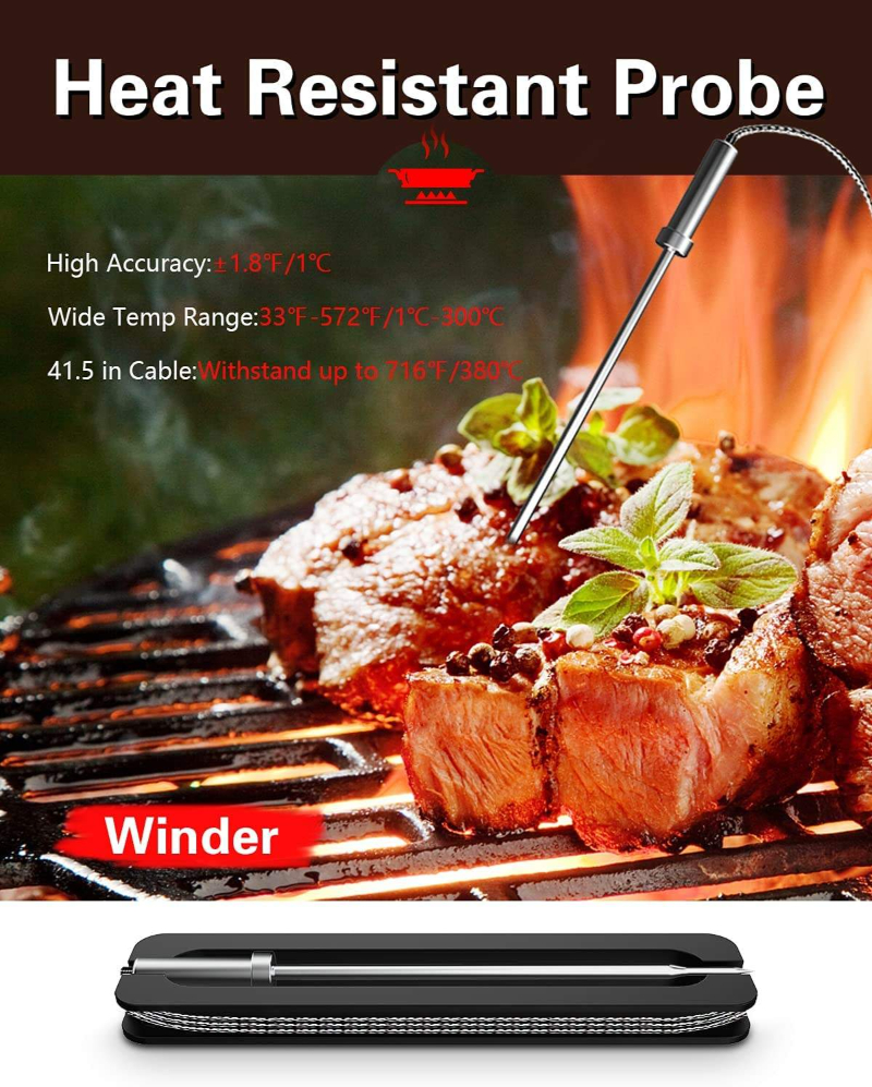 Meat Thermometer Wireless Digital Meat Thermometer with Dual Probe Wireless Remote BBQ Thermometer for Smoker