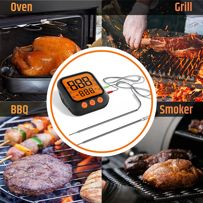 Smart Meat Thermometer Digital Wireless Meat Thermometer with Timer Grill Temperature Monitor Alarm Sensor for BBQ Oven Tuya App