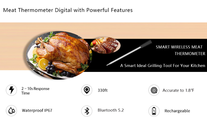 Wireless Meat Thermometer, Long Wireless Range