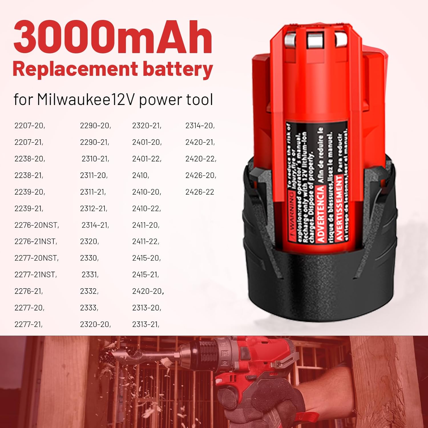 Replacement Battery Compatible with Milwaukee