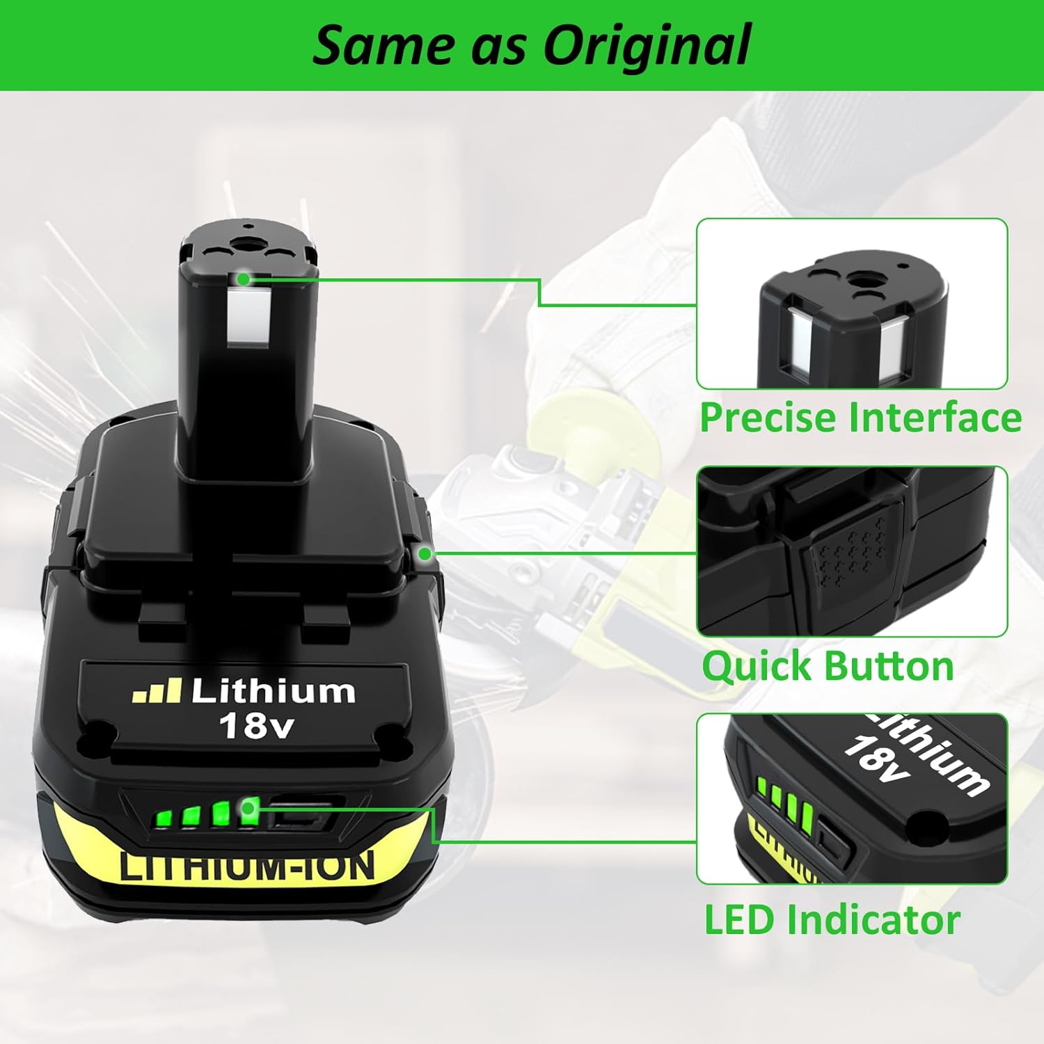 Lithium-ion Replacement Battery for Ryobi 18V