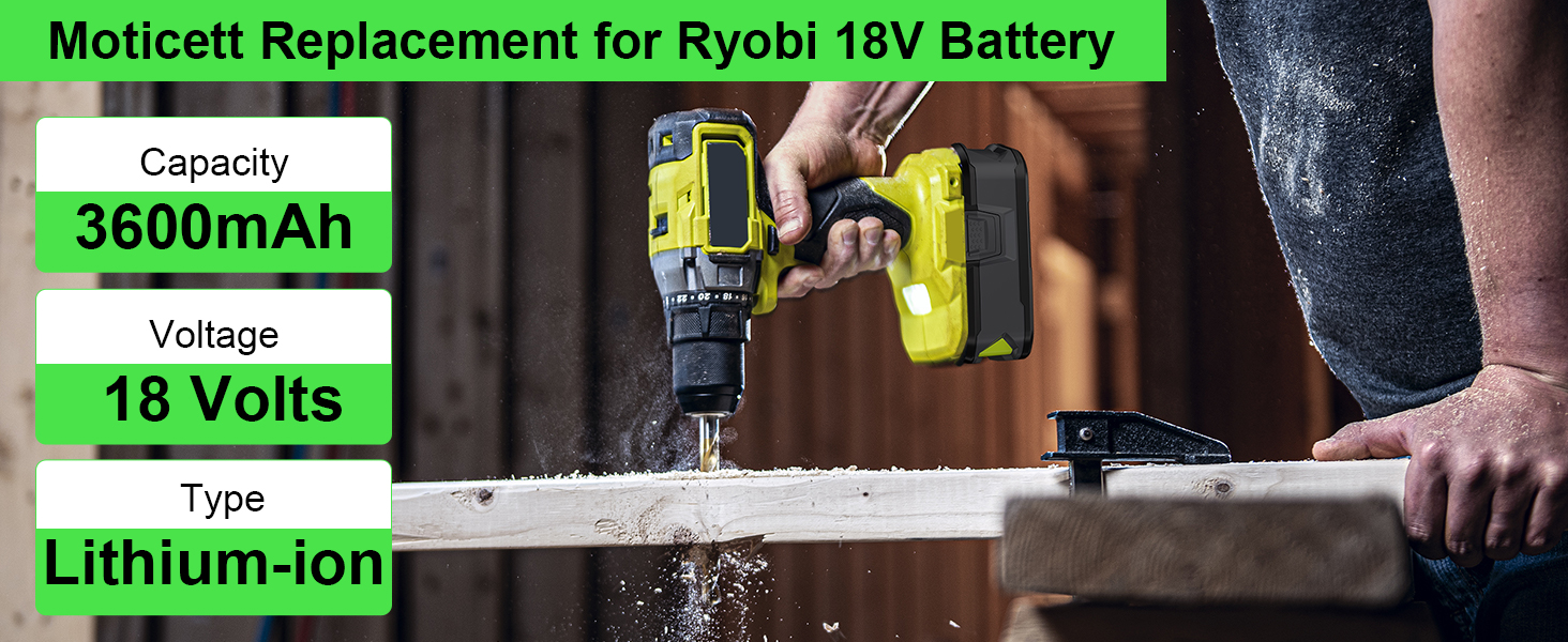 Lithium-ion Replacement Battery for Ryobi 18V