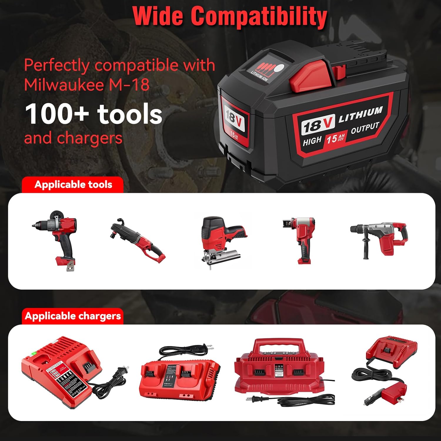 Replacement for Milwaukee M18 18V