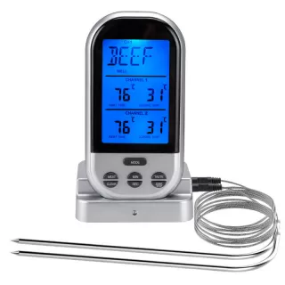 Meat Thermometer LCD Digital BBQ Thermometer Cooking Utensils Set Wireless Smoker Oven Thermometer with Clock Timer