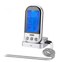 Meat Thermometer LCD Digital BBQ Thermometer Cooking Utensils Set Wireless Smoker Oven Thermometer with Clock Timer