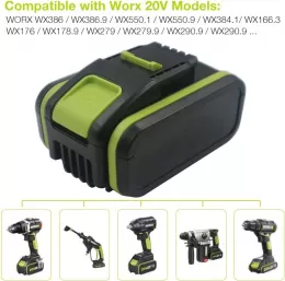 Cordless Power Tool Lithium-ion Battery Replacement Rechargeable Fit for Worx